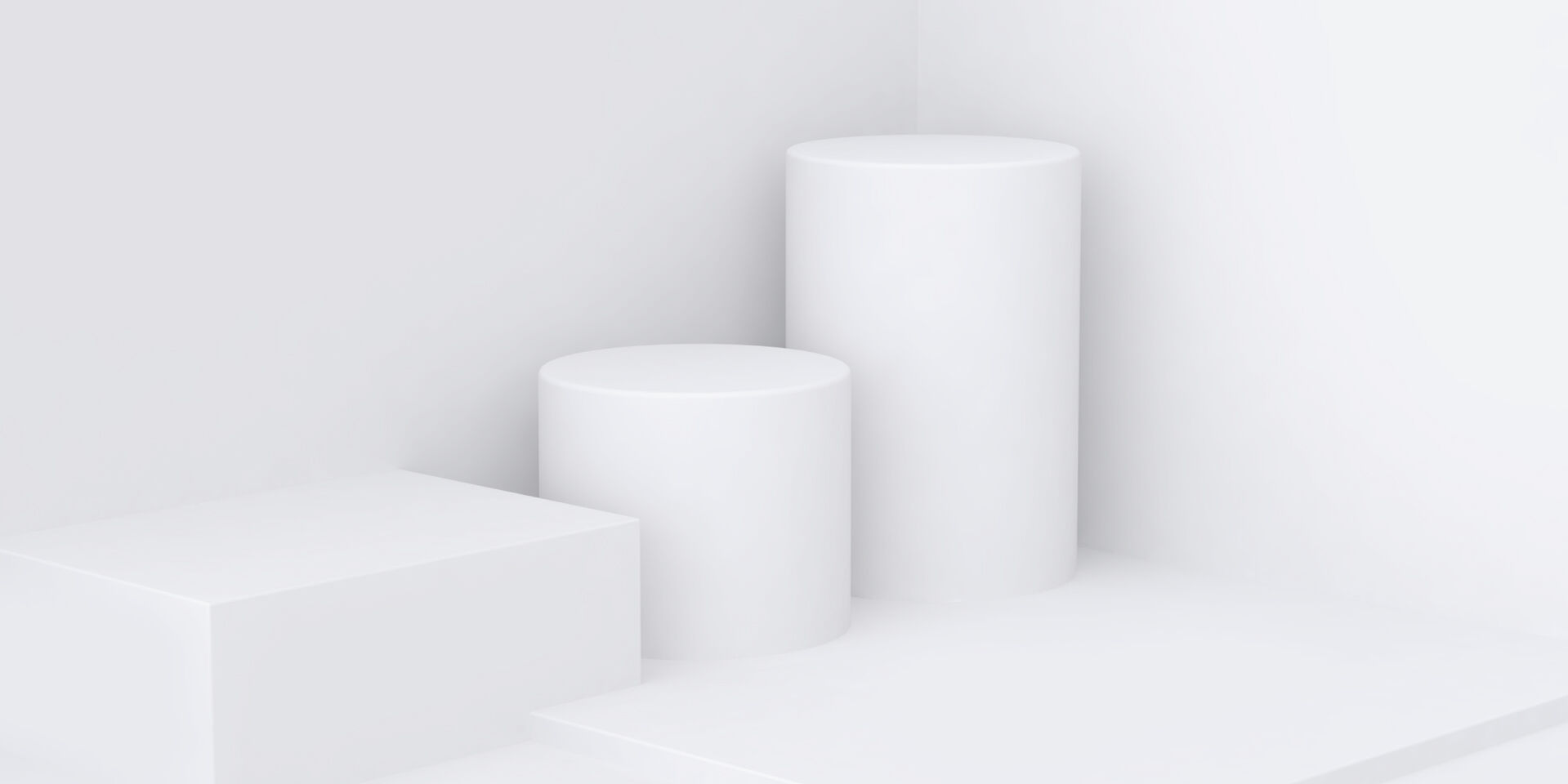 Eine abstrakte Abbildung von verschiedenen 3D-förmigen Objekten auf einem weißen Hintergrund