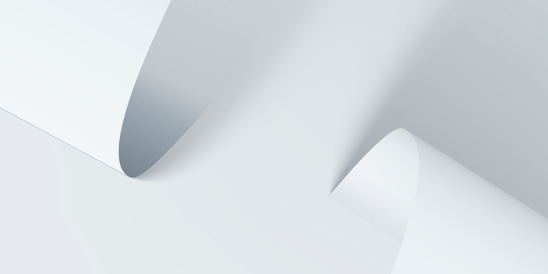 Eine abstrakte Abbildung von zwei gebogenen Papieren auf einem weißen Hintergrund